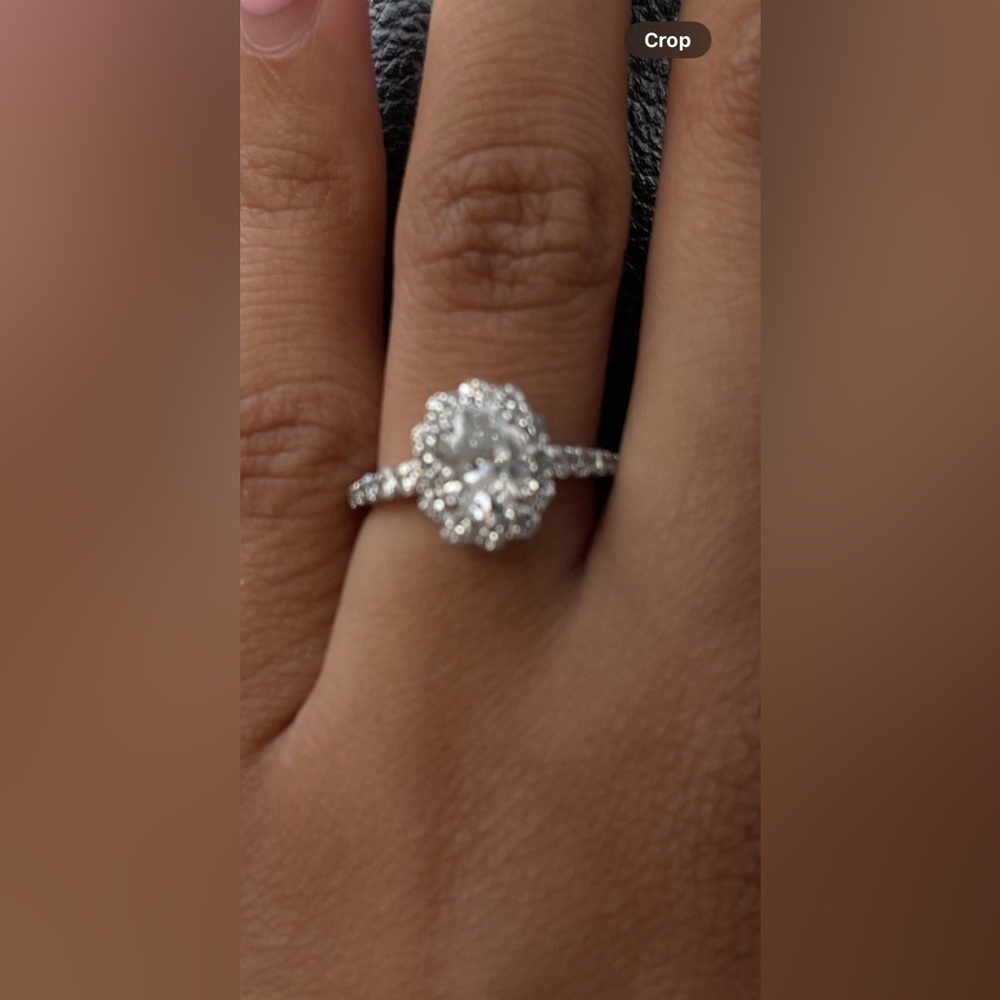Elegant Silver Lab Diamond Engagement Ring - Picture 5 of 13